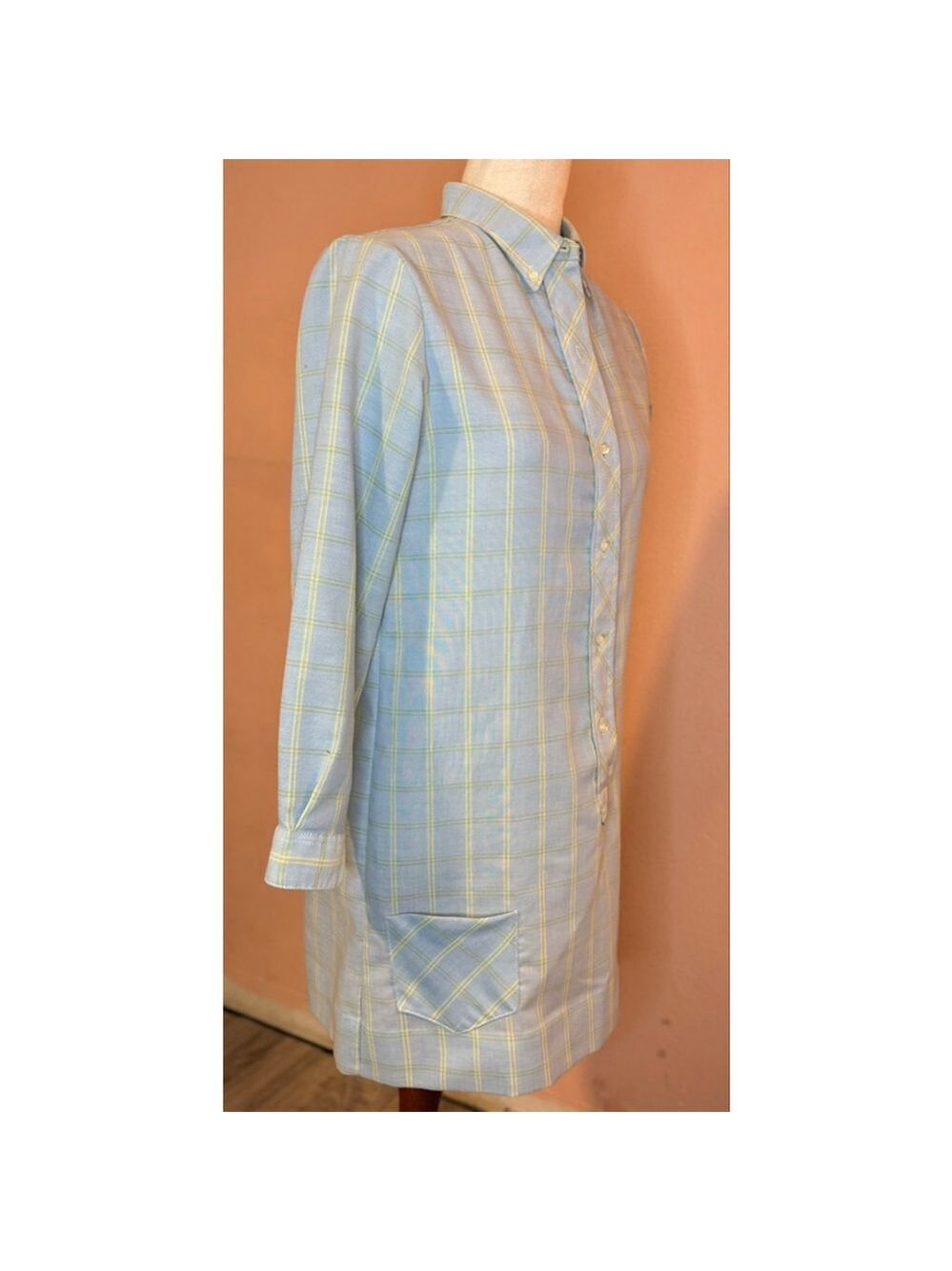 Vintage 1960s Penneys Carol Evans PENN-PREST Plaid Shift Dress - Mod Tunic sz 16 - Picture 4 of 10